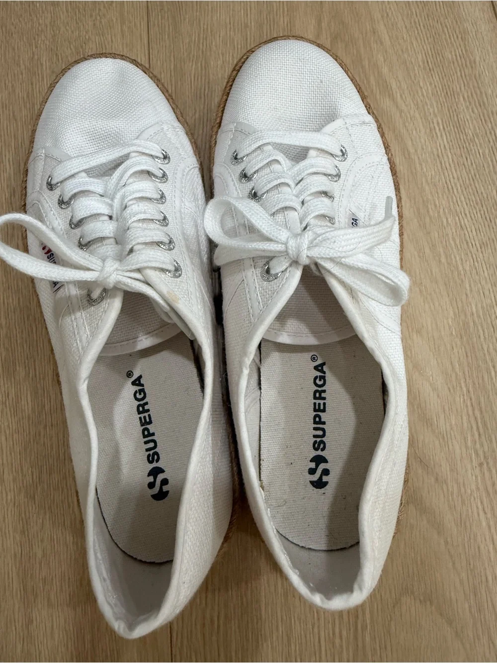 Superga White Canvas Espadrille Platform Sneakers Women’s 9 EU 40